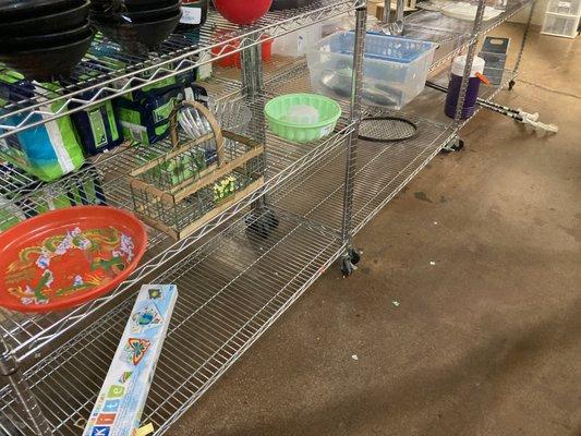 Near empty housewares shelves after they periodically come in and remove stuff for unknown reasons