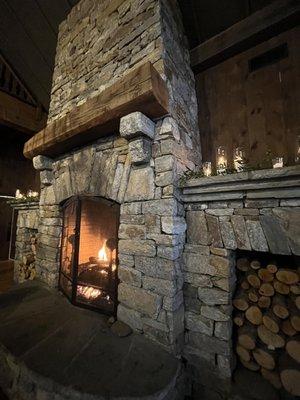 Fireplace at the Farm wedding venue