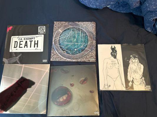 Death grips vinyls: government plates, no love deep web, the powers that b, year of the snitch, and the money store.