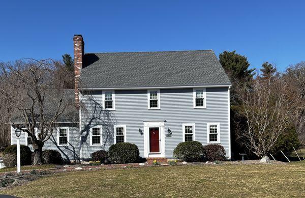 New 50 Year GAF Roof and New CertainTeed Vinyl 4" Clapboard Siding.