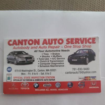 Canton Auto Service Business card