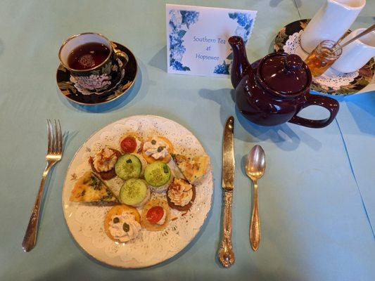 Savory plate and tea