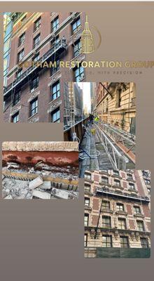 Our Expert Team at Gotham Restoration Group. In The Process of Facade Restoration Work In Manhattan NY.