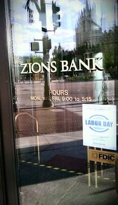 The doors of Zions Bank.