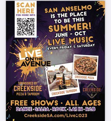 Sponsors of our outdoor live music summer concert series, "Live On The Avenue"