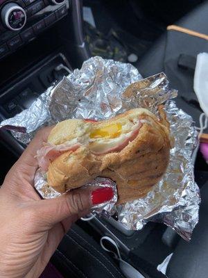 Egg, ham and cheese