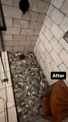 Stone shower pan