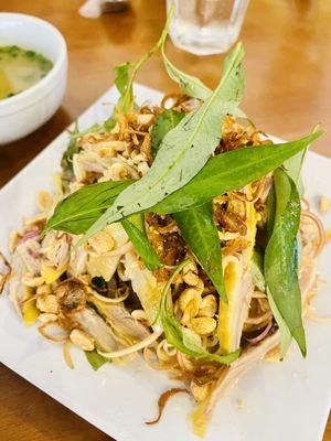 Chicken cabbage and banana flower salad