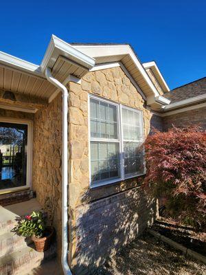 We replaced the roof, siding on the rear of the house to include 3 windows, removed all the stucco on the home and installed stone veneer