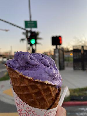 Ube and Pandesal Toffee in a waffle cone--delicious!