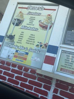 Drive thru dessert menu