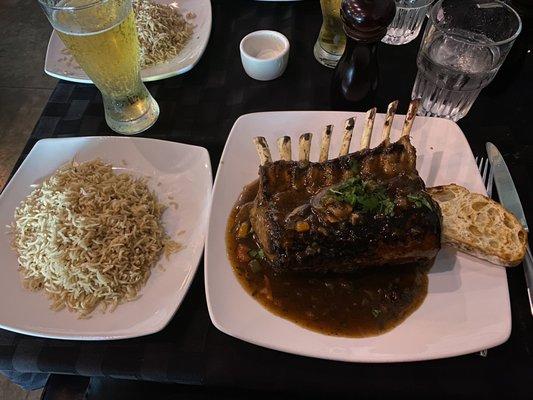 Rack of lamb! Very reasonably priced for the full rack. Perfectly cooked. Medium rare was juicy and tender.