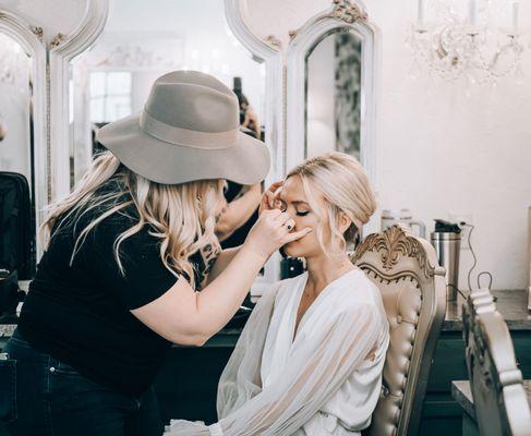 Bridal Hair and Makeup by WarPaint International in the Winter Wedding Styled shoot at Edward Anne Estate at Bavaria Downs.