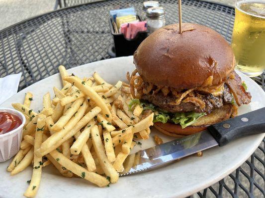 Rodzilla burger with fries