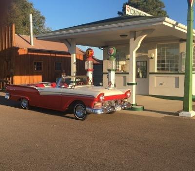 1957 Ford Sunliner, Parked next to the historic Conoco Station, Adams Co.