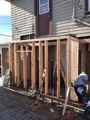 Framing the bathroom addition/code upgrade in National City, CA.