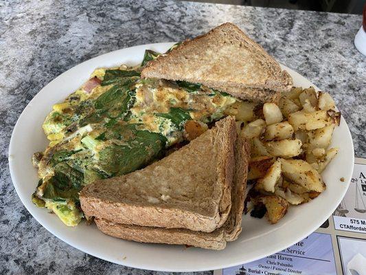 Veggie Omelette- home fries and wheat toast