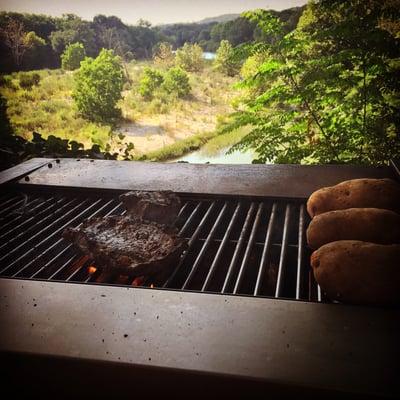 The view at the gazebo while I grilled steaks for the family.