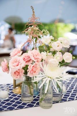 Table arrangements in my Grandfather's antique bottles!