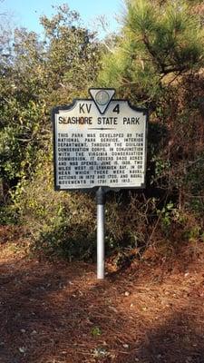 Seashore State Park Historical Marker on Shore Drive