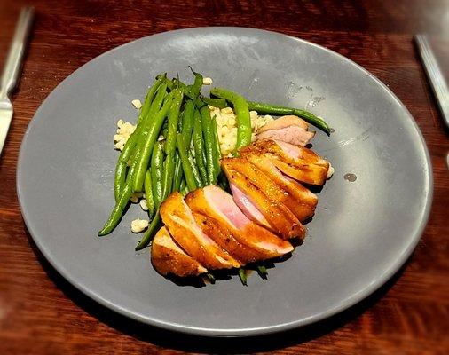 Duck Breast with Barley Risotto and Green Beans