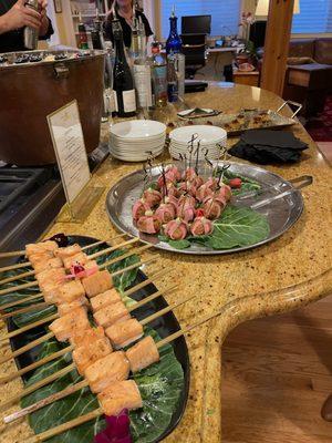 appetizers--salmon and meatballs