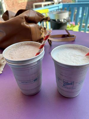 Chocolate and vanilla adult milkshakes