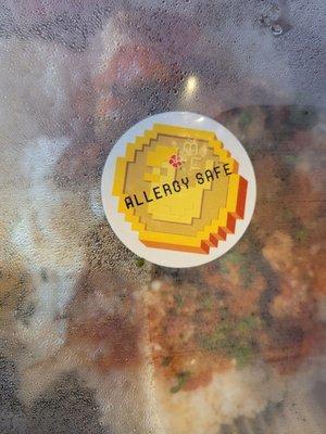 Allergy safe sticker! Love this! So conscientious of allergens!