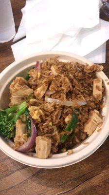 vegan chicken fried rice bowl