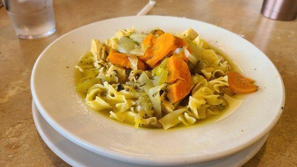 Bowl of chicken noodle soup