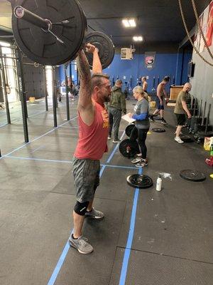 Casey finishing a push jerk.