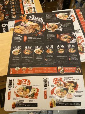 Menu, ramen side