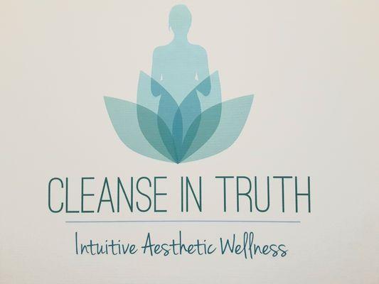 Cleanse In Truth Skincare Clinic Logo. Woman growing out of a beautiful Lotus flower. Mind-Body-Skin Wellness.