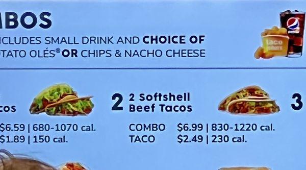 Shows how their menu board is deceiving as the individually priced the tacos not to for that price.