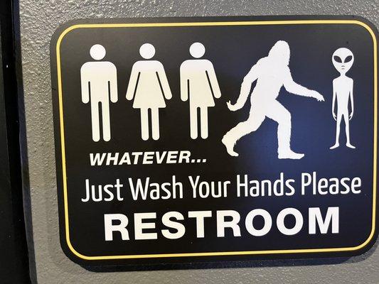 Signs on the bathrooms.