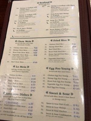 updated Menus - prices do not include the new $.50 increase on all dishes for 2022