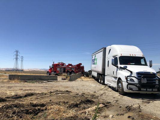 Heavy truck winch out in Livermore, CA. Call Metro Towing@