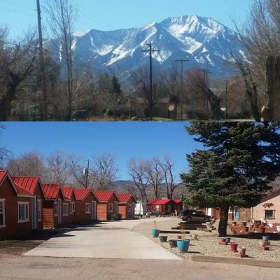 a view FROM the cabins && a view OF the cabins.