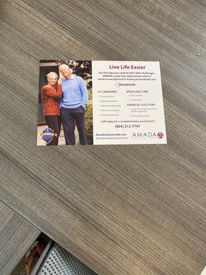 An ad for AMADA Senior Care