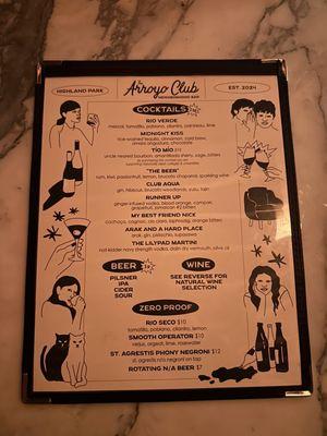 Cocktail menu