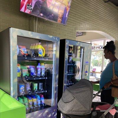 Soap and Snack machine with large bottle detergents.