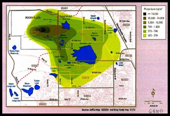 Krey-Hardy Map  Plutonium Distribution in Soil Arvada/Westminster Between Golden & Boulder - Stay Away From Rocky Flats!!