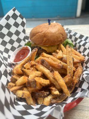 Parkside burger and fries ($14)