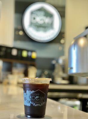 Quad shot iced espresso with white chocolate infusion