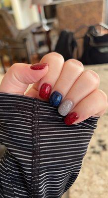 Spider-Man colored nails I got in preparation for the premier of No Way Home