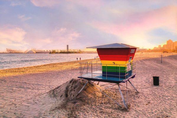 Rainbow lifeguard tower