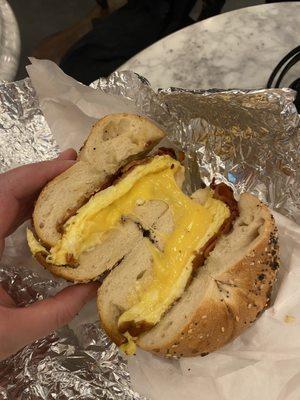 Bacon egg and cheese everything bagel