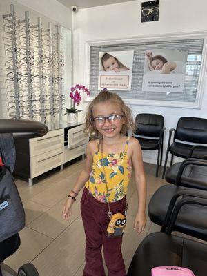 Our 4 year old with her new glasses and Eye Studio case!