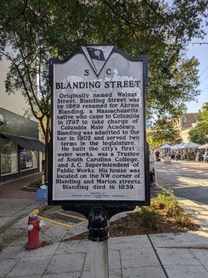 Blanding Street Historical Marker, Columbia