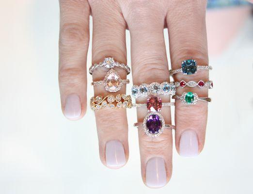 Array of colored gemstones from our exclusive Sabel Collection.